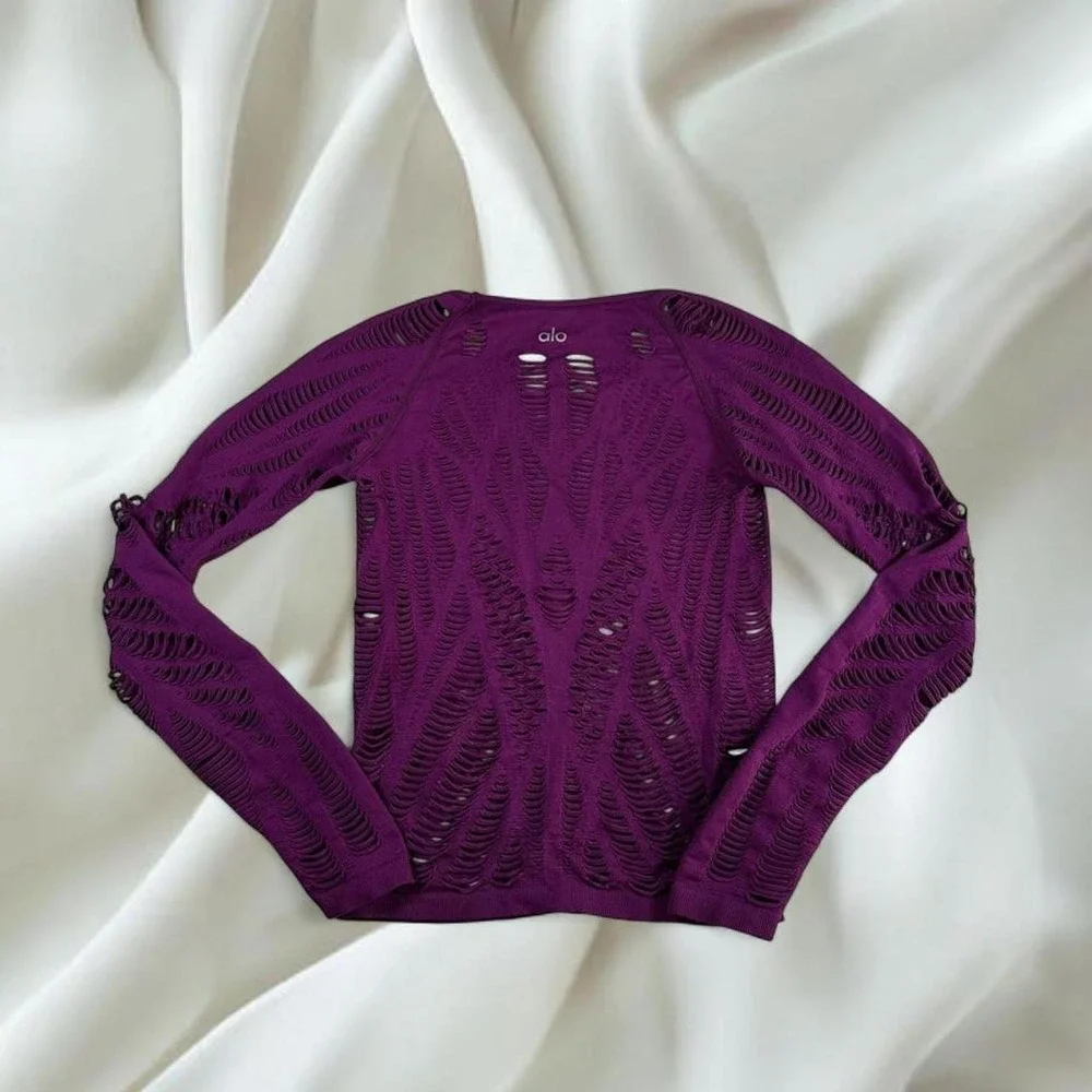Alo Yoga wanderer vibrant purple cutout long sleeve y2k vintage athletic workout